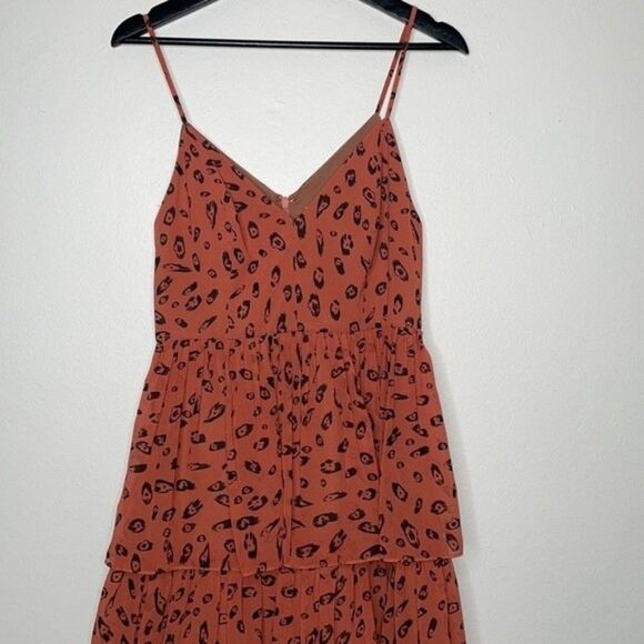 Fame and Partners Women Size 6 Bates Leopard Print Tiered Fit & Flare Midi-Dress - Picture 11 of 12